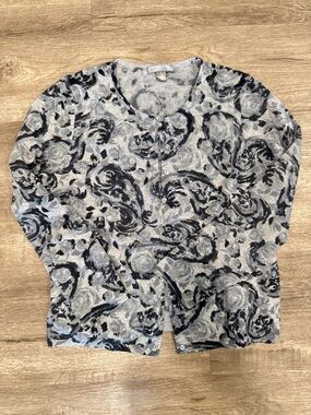 Charter Club 2-ply Cashmere Floral Cardigan